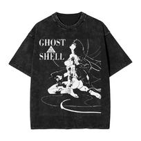 Manga Ghost in The Shell T-Shirts Men Women Unisex Clothing Cotton Washed Y2k Tee Shirt Short Sleeve Street T Shirt S gray