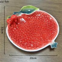 Creative Pomegranate Plate Ceramic Dumpling Plates with Vinegar Dish Dining Plate Fruit Plates Salad Bowl Snack Bowl Candy Tray red