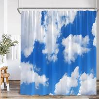 Blue Sky Natural Shower Curtain White Clouds Bathroom Decorative Shower Curtain With Hook Polyester Home Decoration Bathtub W60H190(CM)-1 Pcs gray