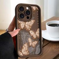 Phone Case For Oppo Reno15 Reno14 Reno13 Reno12 Reno11 Reno10 Reno8 Z T F Pro Plus 5G Soft TPU Back Cover Retro Brown Butterfly Reno11 Pro 5G gray