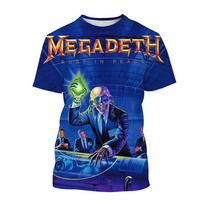Megadeth 3D casual rock band street punk fun hip-hop short sleeved T-shirt 6XL dramblio kaulas