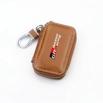 Automobilio rakto pakuotės odinis nuotolinio valdymo pultelio apsauginis dėklas Toyota GR Gazoo Racing Corolla RAV4 C-HR Yaris Camry Prado Prius Avensis OQ6 juoda