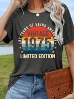 Vintage 1975 50 Years Of Being Awesome Limited Edition T-shirt M beige