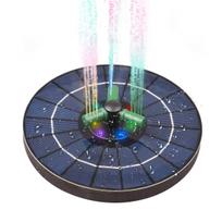 4W Colorful Solar Fountain Pump with Rotatable Nozzle LED Light with Battery Free Standing Auto-Shut off Circle Fountain 4W gray