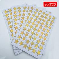 Golden & Rainbow Star Stickers, 300/600/1200pcs, Metallic Shine and Iridescent End, Self-Adhesive Decorative Labels for Scrapbooking, Journals, 300 pcs Colorful Star Stickers