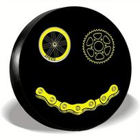 Spare Tire Cover 1pc, Spare Tire Cover, Smiley Face Pattern, Radius Size 35.56/38.1/40.64/43.18Cm, Universal Spare Tire Cover, S 14inch white