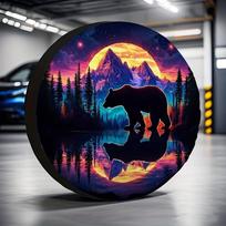 1pc Versatile Durable Polyester RV Tire Cover - Black Bear & Mountain Landscape Design, Perfect For Outdoor Car Decor, Outdoor T 14inch blue