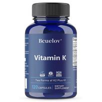 Bcuelov Vitamin K Capsules, Two Forms of K2 Plus K1, MK-4 MK-7 2000mcg, 120 Caps 120 capsules