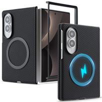 Luxury Business Magnetic Carbon Fiber Phone Case for Samsung Z Fold 8 Wide Shockproof  Skin Feel for Magsafe Slim Fit Cover Galaxy Z Fold 8 Wide black