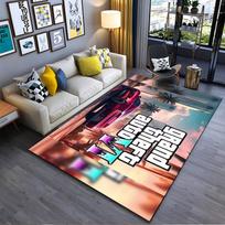 GTA VI Cityscape with Red Sports Car Non-slip rug suitable for living room and bedroom sofas. 40x60cm( 15x23in ) gray