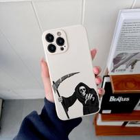 Grim Reaper Skull Skeleton Original Square Liquid Silicone Phone Case For iPhone 14 11 12 13 Pro Max Mini X XS XR 7 8 Plus Cover iPhone 12 Mini white