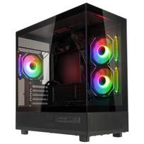 GSI SmartAssembly ARGB Glass Micro-ATX PC case, mid tower, Micro-ATX, Tempered Glass – black, 750 watts Gold power supply