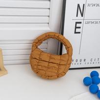 Mini Pūsta Rankinė Dygsniuota Apskrita Telefono Piniginė Elegantiška Violetinė Minkštas Nailonas Paminkštintas Raktų Dėklas Paprasta Madinga Rankinė gray