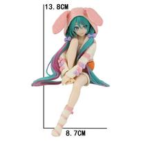 Nauja 13,8 cm Anime Hatsune Miku veiksmo figūrėlė triušio ausų pižama Miku figūrėlės automobilio dekoracija lėlės modelis žaislai vaikams gerbėjų dovana beige