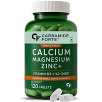 Carbamide Forte Veg Calcium And Vitamin D3 Tablets 120  | Zinc Magnesium Supplement For Bone And Joint Support white