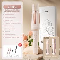 1/32Mm Auto Rotating Ceramic Hair Curler 40Mm Big Waver Professional Curling Iron Wand UK beige