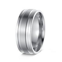 Men's Double Groove Tire Ring - Unisex Vacuum Electroplating, Non-Fade Fashion Jewelry Size 7 sidabras