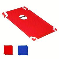 Portable Foldable Cornhole Game Set, Red Blue Durable Bean Bag Toss for Beach Outdoor Entertainment raudona