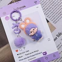 Cartoon Plush Monchhichi Keychain Pendant Adorable Plush Monkey Pendant Phone Chain Ornament Monchhichi Mini Plush Bag Pendant gray