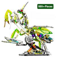 Mechanical Building Set Lights Movable Robot Mantis Dinosaur Horse DIY Science Technical Bricks STEM Toy Kit for Adults Kids gray