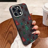 Christmas Tree Graphic Case for Samsung Galaxy A16 A55 A54 A15 A14 A35 A53 5G S25 S23 S22 Ultra S24 FE Matte Leather Back Cover S25 black