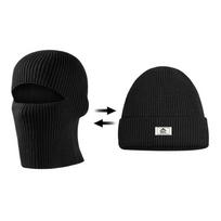2 In 1 Balaclava Men Women Winter Warm Knitted Beanie Full Face Ski Hat Outdoor Cycling Ear Muff Cap Coldproof Breathable Mask black