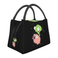 Invader Zim Art Insulated Lunch Bag for Women Picnic Storage Food Boxes Portable Container Cooler Thermal Lunch Box Tote One Size black