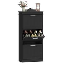 Minimalistinė juoda batų spintelė su trimis stalčiais 54 x 24 x 117.5 cm