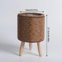 Vintažiniai vazonai Imituoto rotango gėlių stovas Pintas laikymo krepšys su medinėmis kojelėmis Vazono stovas Laikiklis Krepšio organizatorius style 1 brown