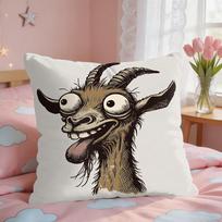 Spooky Goat Face D Cool Cushion Cover Square Short Plush Pillow Case Living Room Sofa Home Decor Funda X 30cmx30cm(12x12Inch) black
