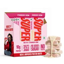 SuperYou 10g Protein Wafer Bar | Strawberry Crème | 10g Protein | Pack of 10 | Made with Atta & Jowar | No Added Sugar | No Trans Fat | No Palm O
