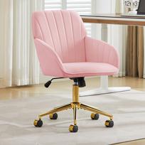 Height-adjustable office swivel chair for home and bedroom, ergonomic swivel chair with backrest, suitable for long sitting. 62 x 60 x 97 cm rožinė