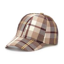retro full-pattern checked baseball cap, suitable for both men and women, suitable for commuting and traveling. One Size beige