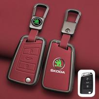 Odinis automobilio nuotolinio valdymo pultelio dėklas Pilnas dangtelis Apsauginis laikiklis Korpusas Pakabukas Skoda Superb A7 Kodiaq Octavia A7 A8 Raktų pakabuko priedai black
