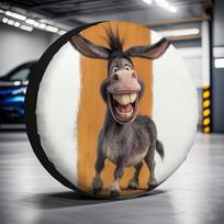 Funny Donkey Tire Cover Cartoon Animal Spare Wheel Protector Durable Polyester Trailer Accessory 14inch black