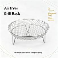 1Pc Air Fryer Rack Stackable Grilling Rack Stainless Steel Grill Basket Non-Stick Airfryer Tray Wire Rack Basket Kitchen Gadget one size white