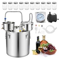 VEVOR alkoholio varytuvas, 13,2 gal./50 l alkoholio distiliatorius su 10 x 16 uncijų stiklainių, thumper statinėle, dvigubos skalės termometru ir vandens siurbliu