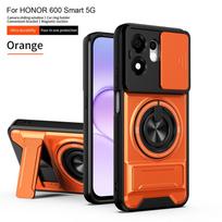 For Honor 600 Smart 5G Case Armor Slide Lens Protector Phone Cover For Honor 600Smart 5G Car Magnetic Holder Ring Stand Funda Honor 600 Smart black