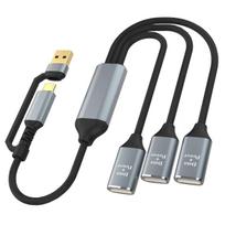3 in 2 USB C HUB 2.0 Type C 3 Port Multi Splitter Adapter OTG USB Power Adapter for Macbook Pro 13 15 Air Pro iPad Pro PC Laptop USB2.0*3 gray