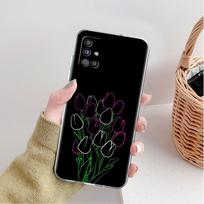 Clear Case For Samsung Galaxy A52 A12 A51 A32 A21s A71 A32 A22 50 A70 A31 A72 5G Phone Cover Flower Samsung A30 black