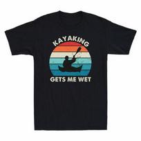 Kayaking Gets Me Wet Funny Kayak Gift Vintage Retro Men Cotton Black T-shirt XXXL blue