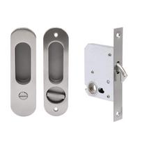 Stainless Steel Keyless Sliding Door Lock For Bathroom Invisible Hook Latch Easy DIY Installation Modern Privacy Security white