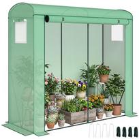 Mini Greenhouse, Garden Tomato Growhouse with Roll-Up Door and 2 Mesh Windows, PE Cover, 200 x 75 x 188 cm, Green 200 x 75 x 188 cm žalia