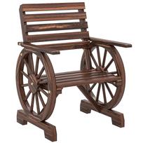 Garden Chair Wood Garden Armchair with Wagon Wheel Design, Wooden Chair in Country Style Charred 66 x 55 x 90 cm