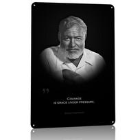 Ernest Hemingway Tin Poster Customized Wall Art Retro Vintage Metal Signs for Fans Room Mancave Decoration Gaming Bathroom Decor 20x30cm（7.8x11.8inch） gray