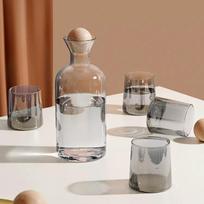 Bedside Glass Pitcher Set 4 Cups Lid 1200ml Capacity Drinking Glasses for Nightstand Colorful white