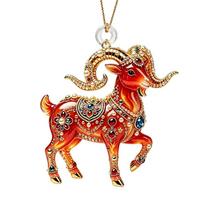 Shining Goat Hanging Ornament Acrylic Christmas Tree Ornament  Shop Window Display 11 beige