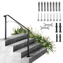 VEVOR Handrails for Outdoor Steps, Fit 3 or 4 Steps Outdoor Stair Railing, Arch#3 Wrought Iron Handrail, Flexible Porch Railing