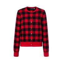 Polo Ralph Lauren Plaid Crew Neck Button Long Sleeve Knit Sweater Women sweater 211956670-001 M black