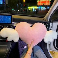 Love Wings Car Headrest Plush Love Neck Pillow Heart-Shaped Plush Style for Your Car Seat Car Accessories gray